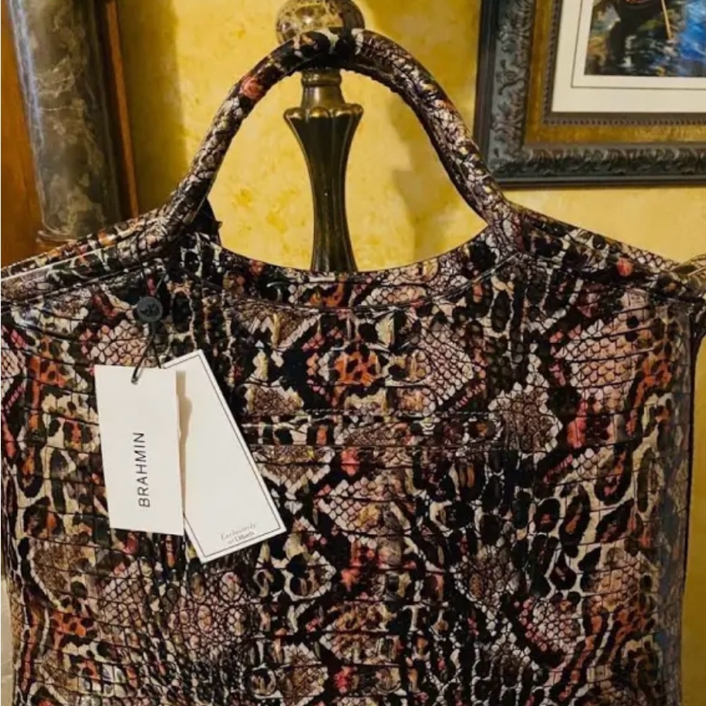RARE NWT Brahmin Elaine Charisma Melbourne Multicolor Snakeskin Tote